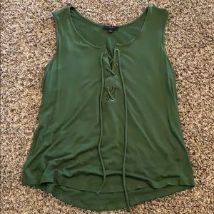 Large green tie up blouse